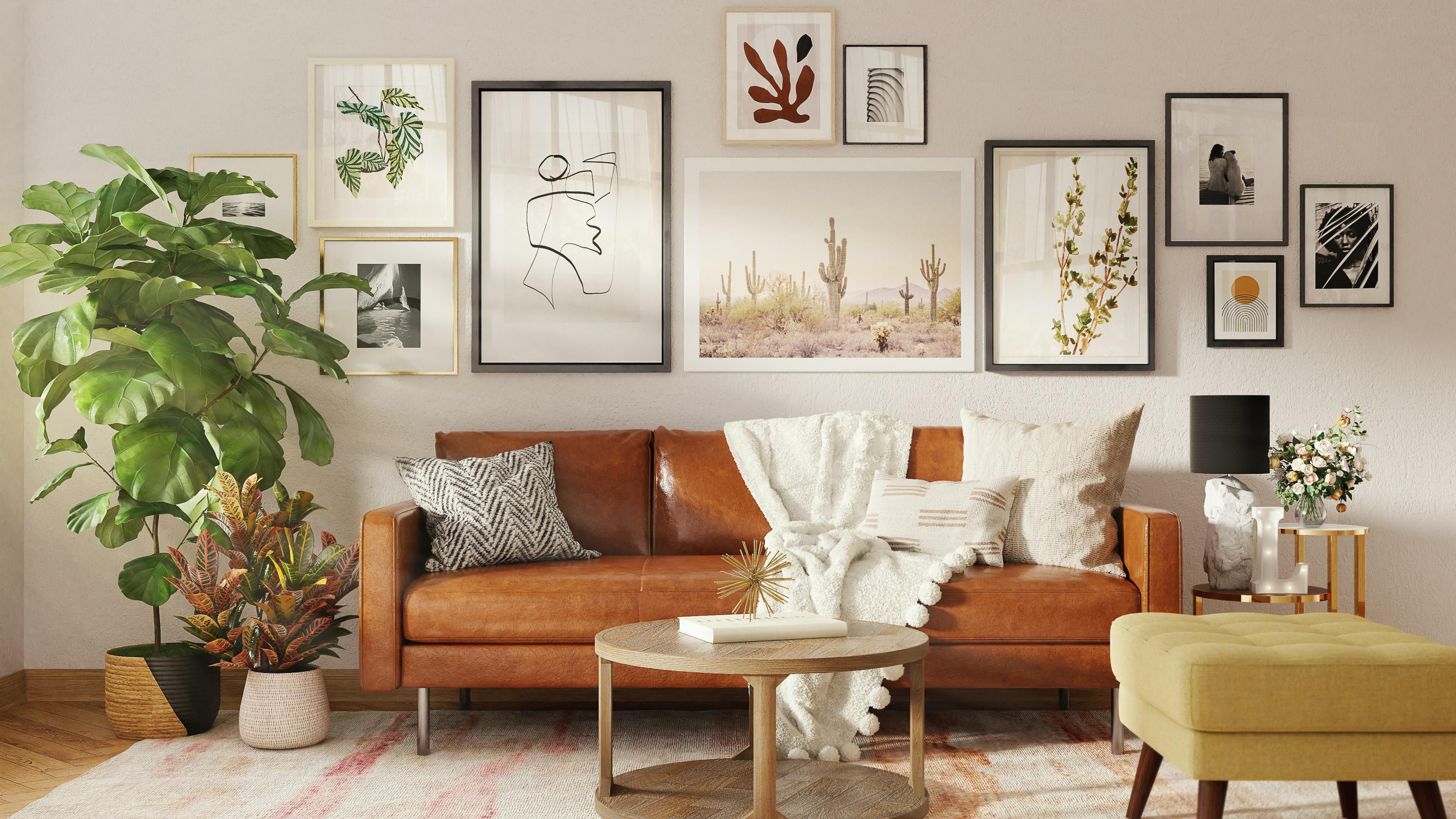 Picture frames and living room furniture